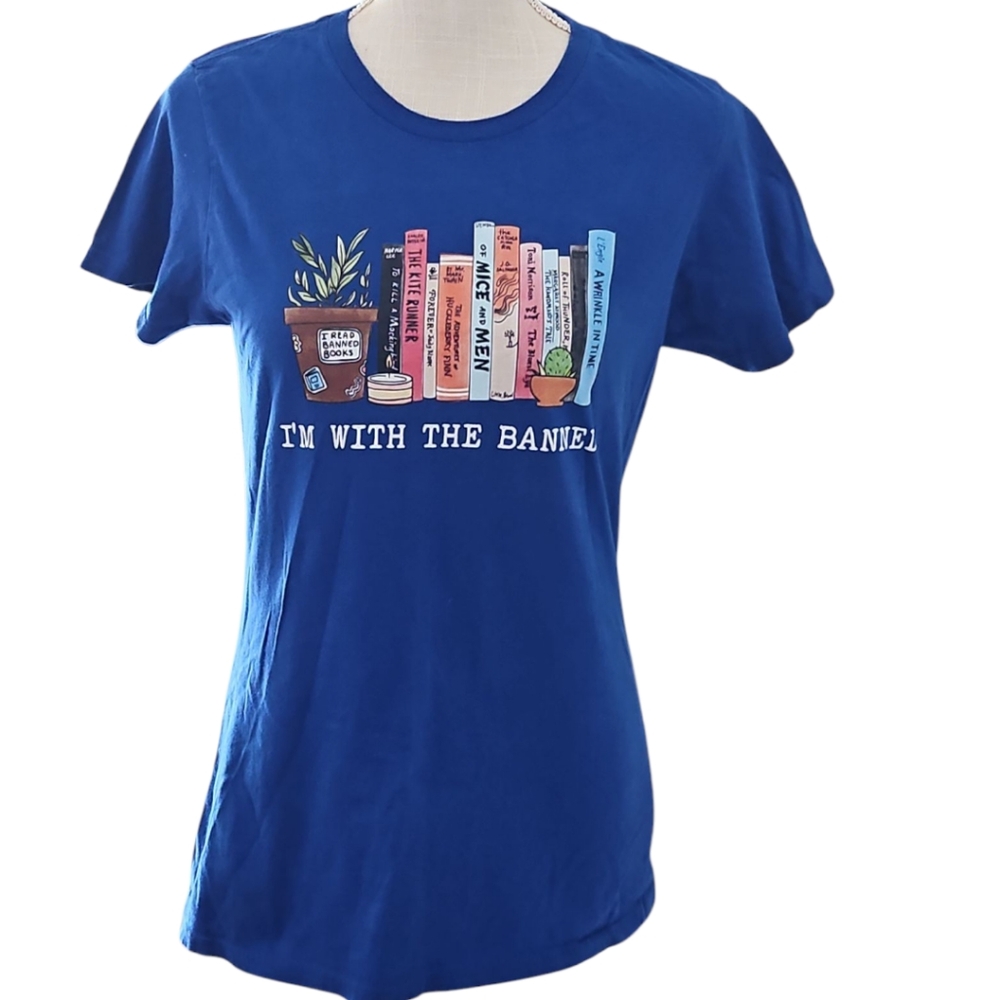 Blue Graphic " I'M With The Banned" Tee